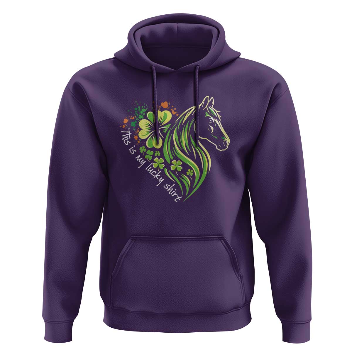 Horse Racing Hoodie This Is My Lucky Shirt Equestrian Four Leaf Clover - Wonder Print Shop