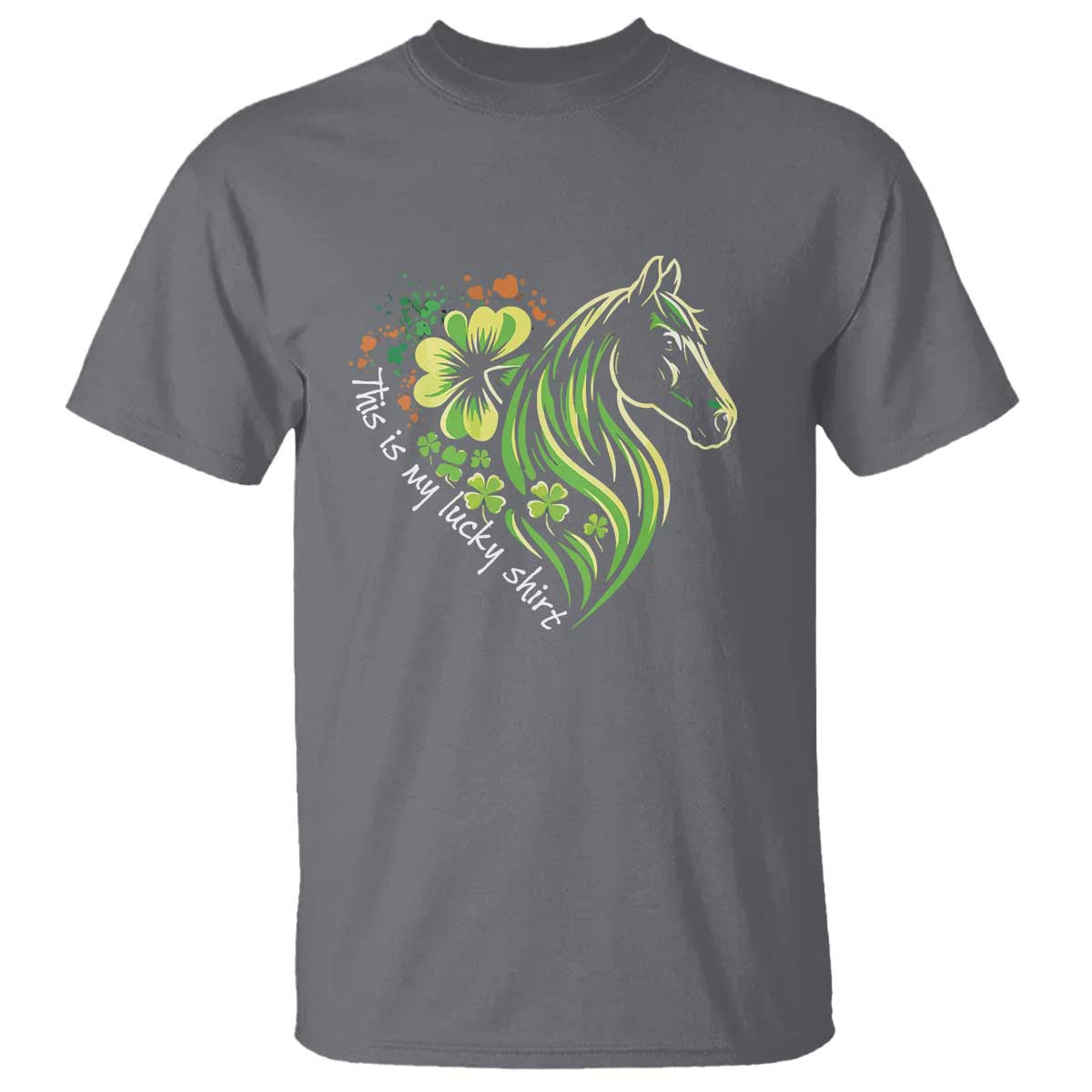 Horse Racing T Shirt This Is My Lucky Shirt Equestrian Four Leaf Clover - Wonder Print Shop
