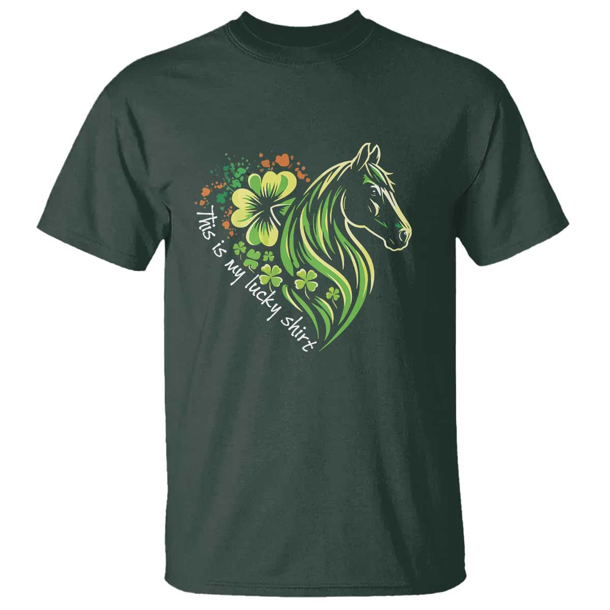 Horse Racing T Shirt This Is My Lucky Shirt Equestrian Four Leaf Clover - Wonder Print Shop