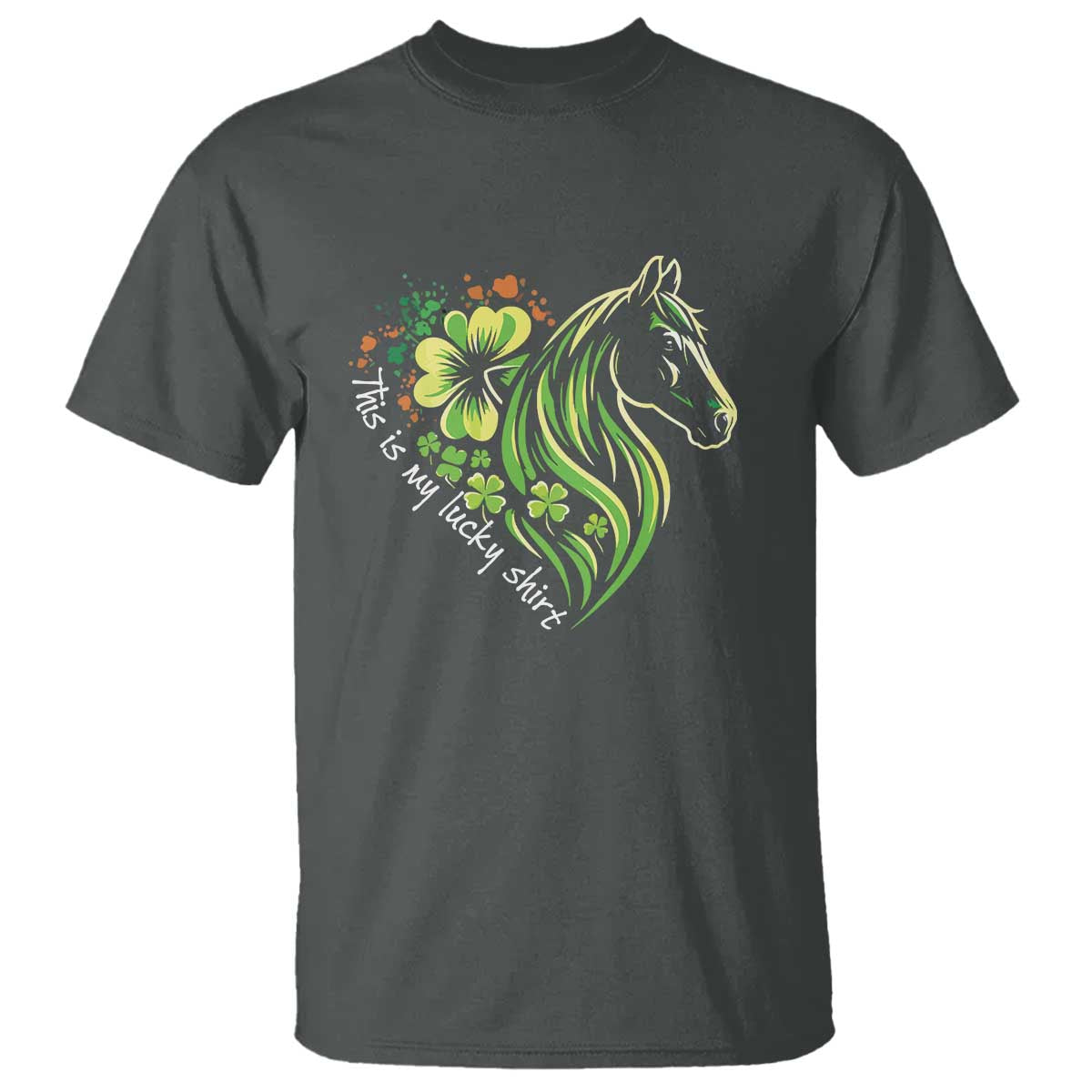 Horse Racing T Shirt This Is My Lucky Shirt Equestrian Four Leaf Clover - Wonder Print Shop
