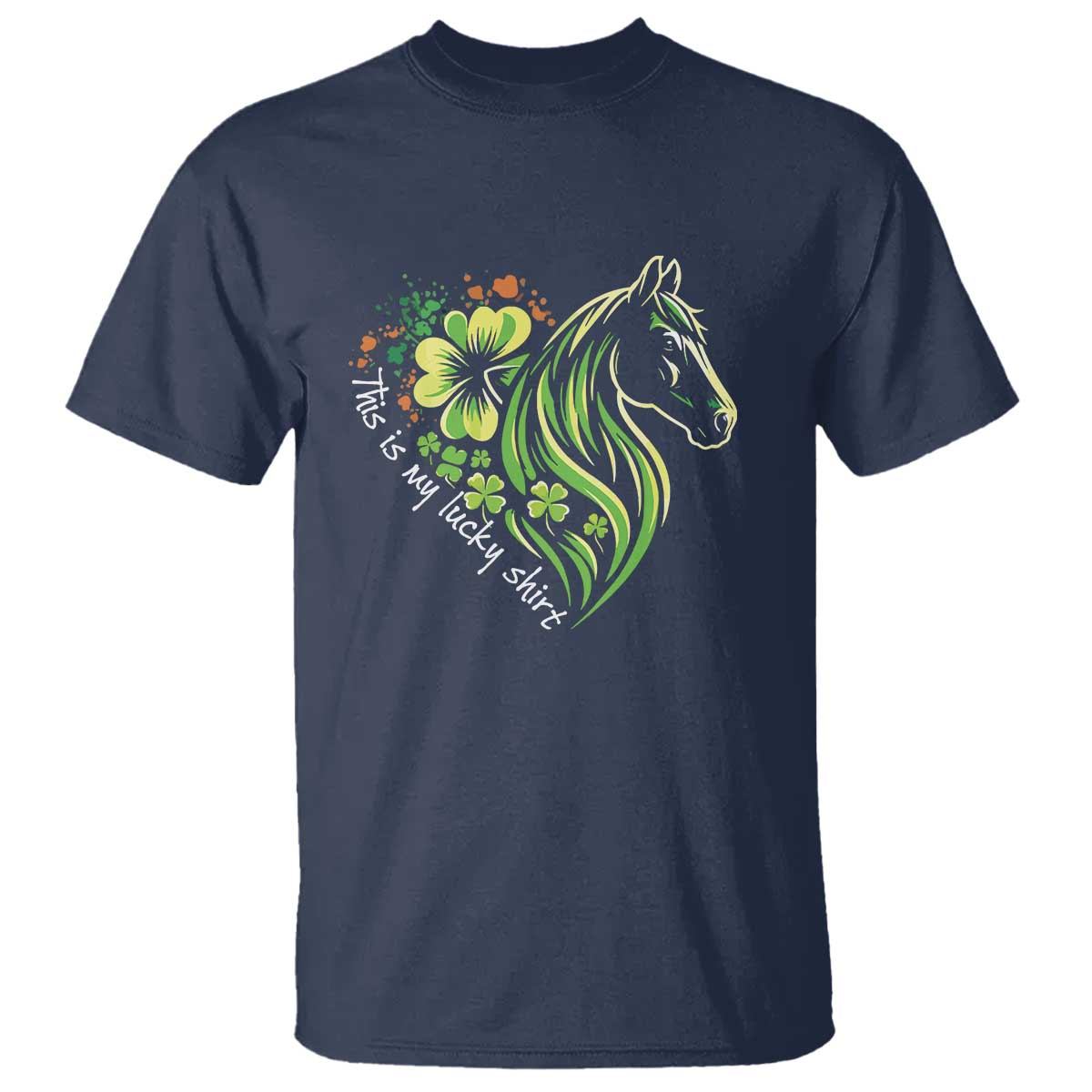 Horse Racing T Shirt This Is My Lucky Shirt Equestrian Four Leaf Clover - Wonder Print Shop