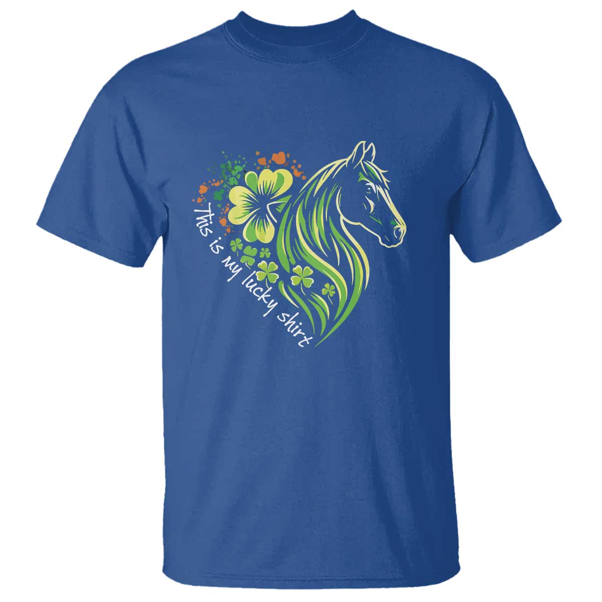 Horse Racing T Shirt This Is My Lucky Shirt Equestrian Four Leaf Clover - Wonder Print Shop