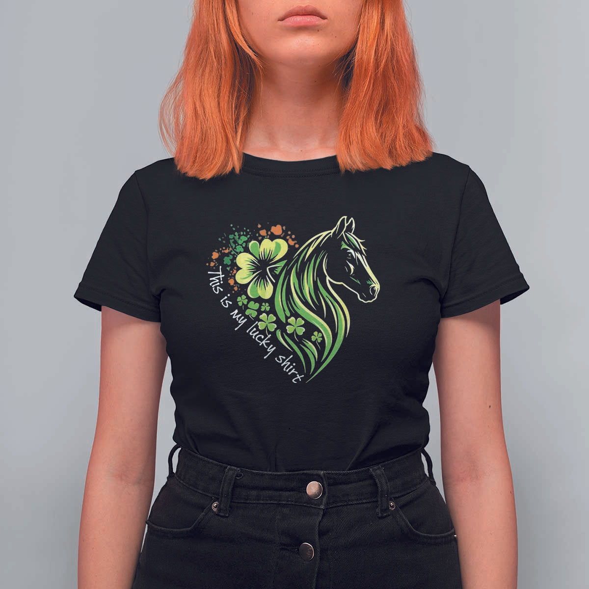 Horse Racing T Shirt For Women This Is My Lucky Shirt Equestrian Four Leaf Clover - Wonder Print Shop