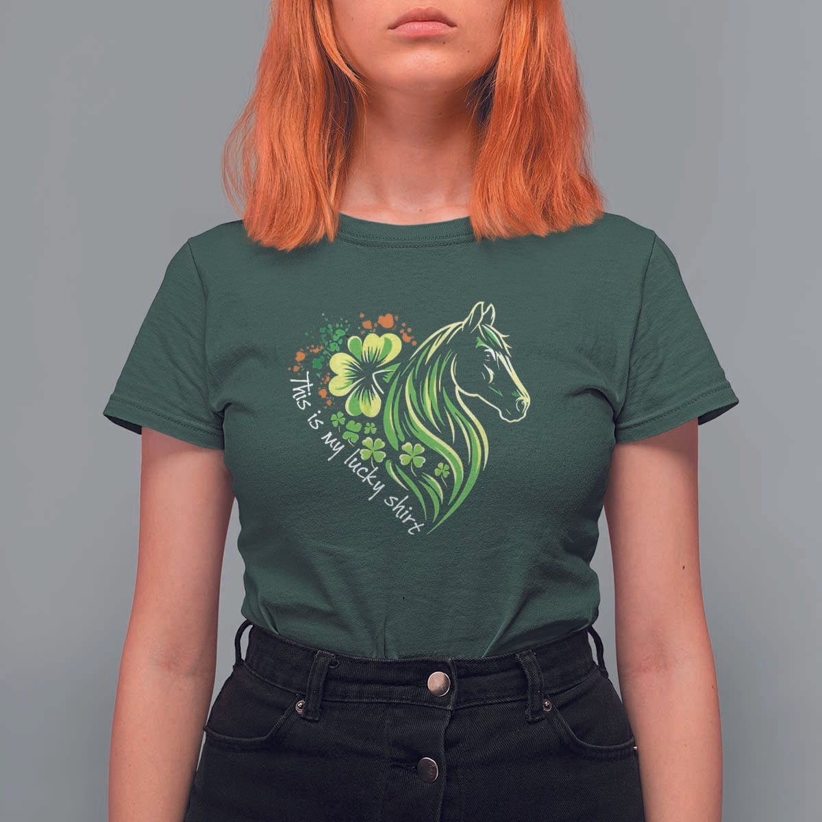 Horse Racing T Shirt For Women This Is My Lucky Shirt Equestrian Four Leaf Clover - Wonder Print Shop
