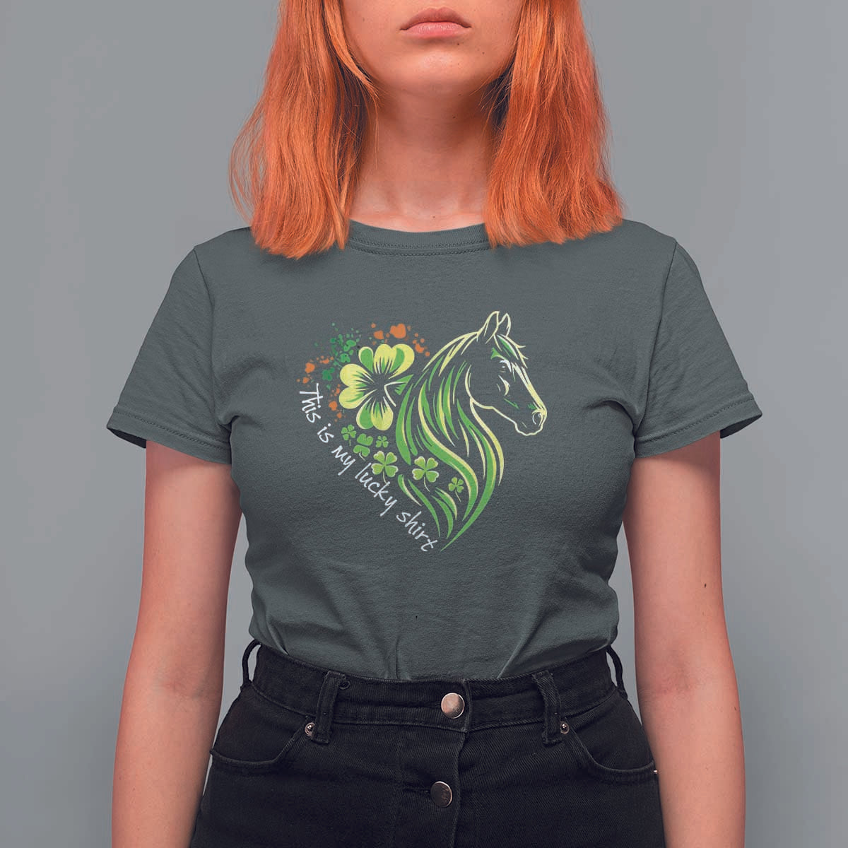 Horse Racing T Shirt For Women This Is My Lucky Shirt Equestrian Four Leaf Clover - Wonder Print Shop