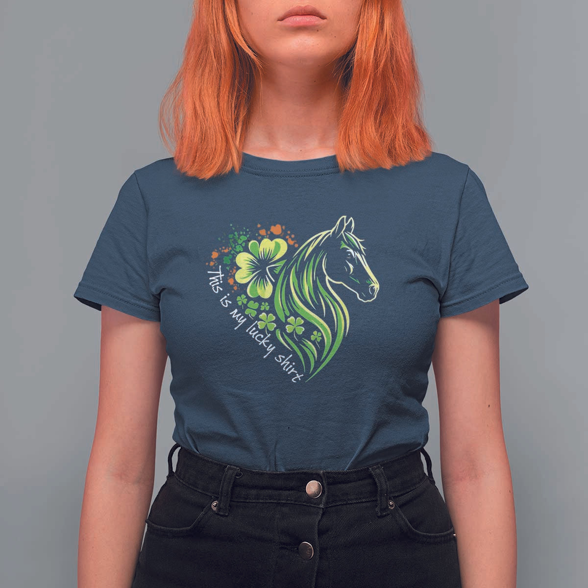 Horse Racing T Shirt For Women This Is My Lucky Shirt Equestrian Four Leaf Clover - Wonder Print Shop