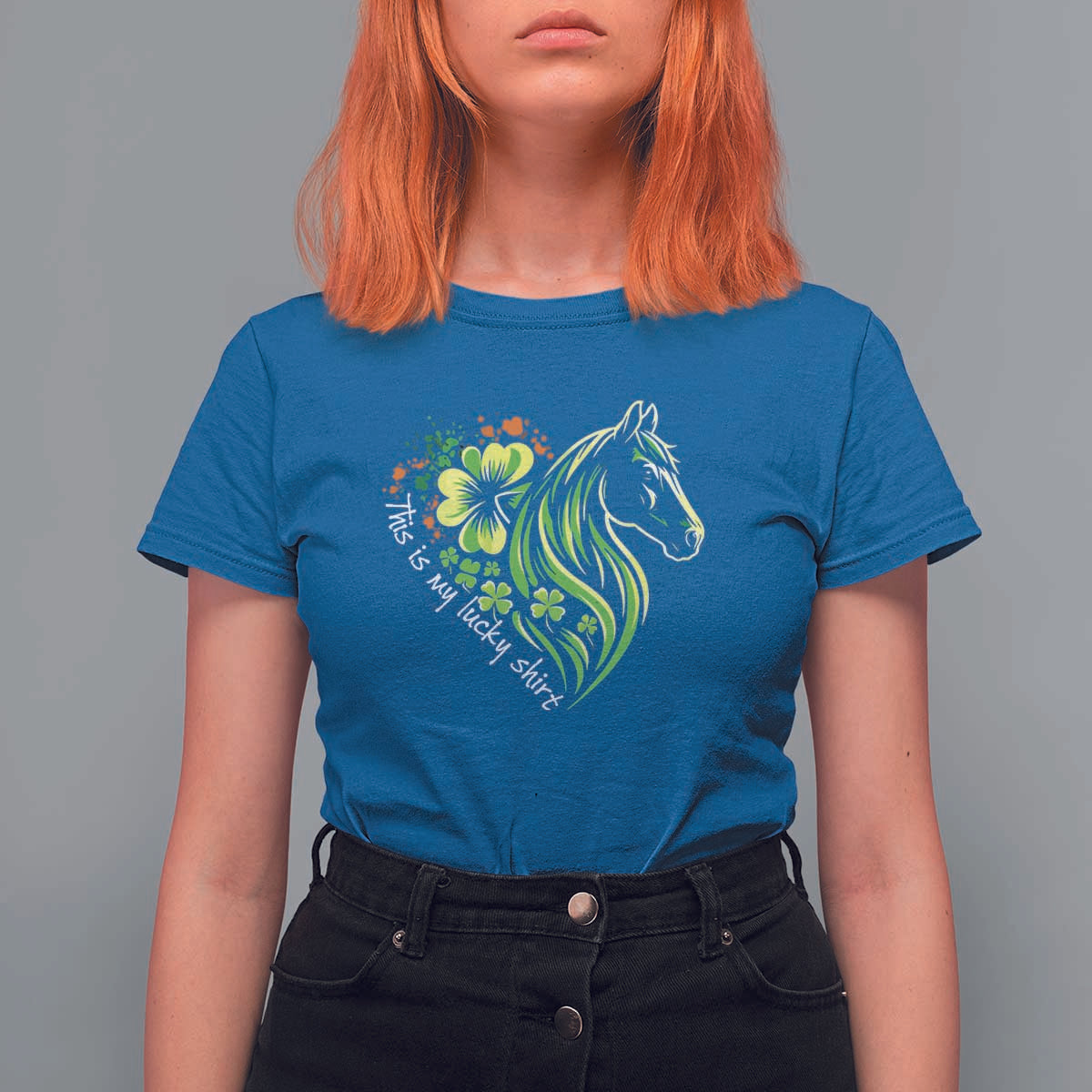 Horse Racing T Shirt For Women This Is My Lucky Shirt Equestrian Four Leaf Clover - Wonder Print Shop