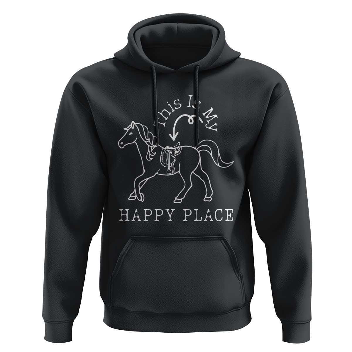 Horse Lover Hoodie This Is My Happy Place Horseback Riding Equestrian - Wonder Print Shop