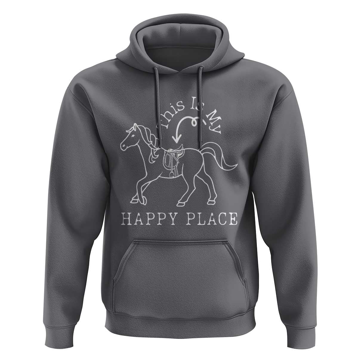 Horse Lover Hoodie This Is My Happy Place Horseback Riding Equestrian - Wonder Print Shop