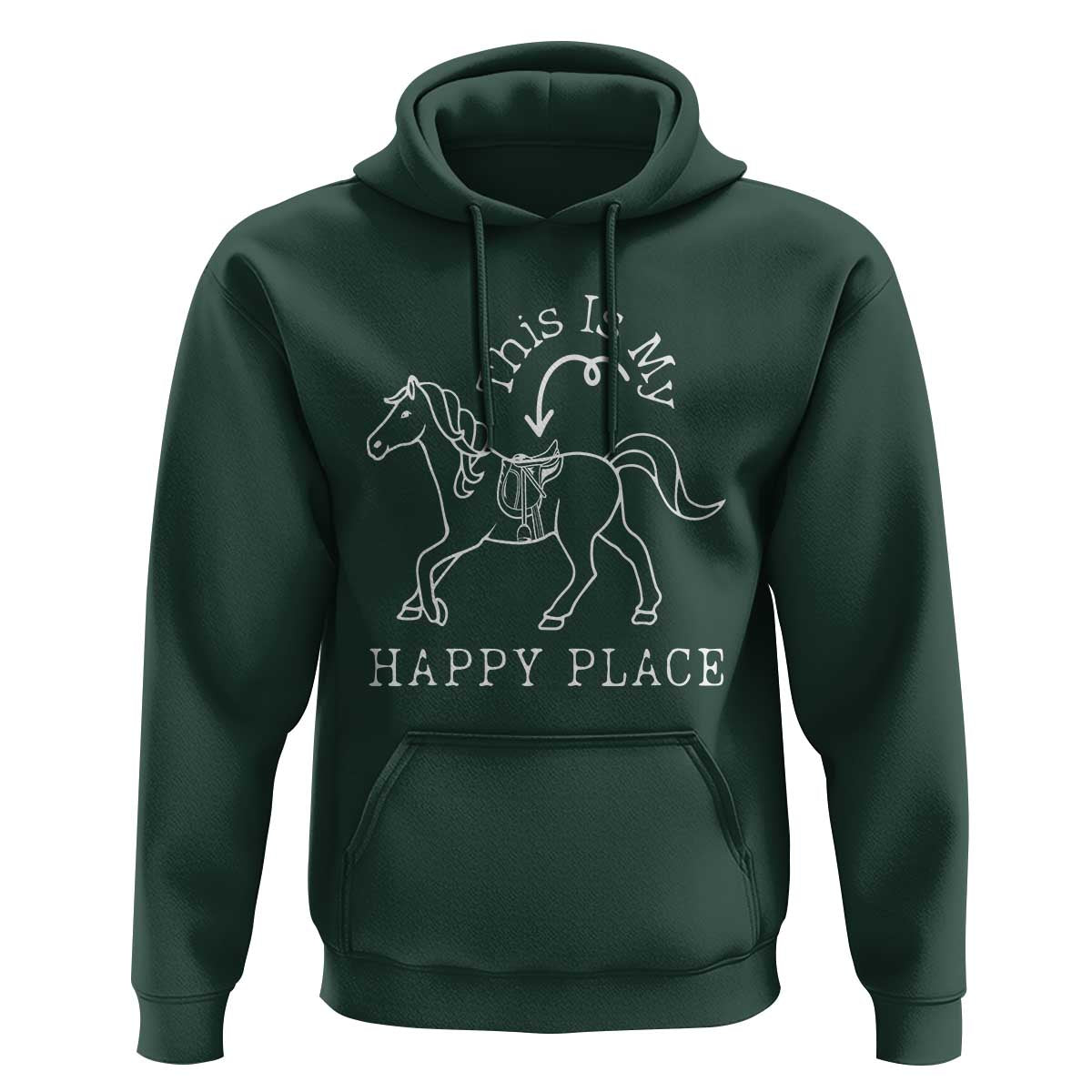Horse Lover Hoodie This Is My Happy Place Horseback Riding Equestrian - Wonder Print Shop