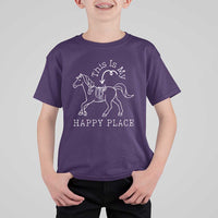 Horse Lover T Shirt For Kid This Is My Happy Place Horseback Riding Equestrian - Wonder Print Shop