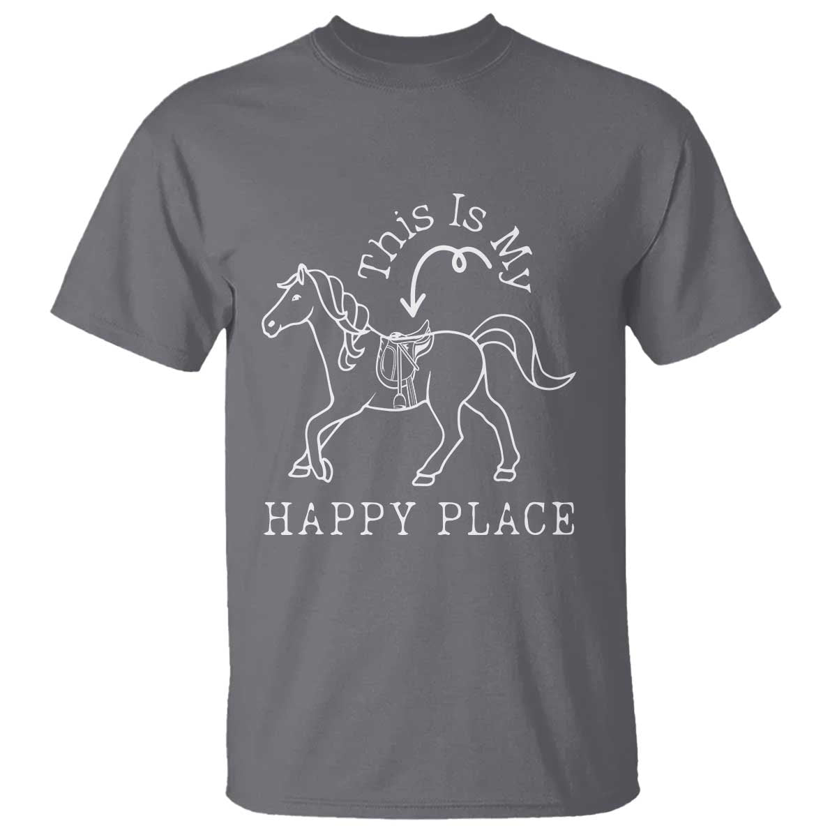 Horse Lover T Shirt This Is My Happy Place Horseback Riding Equestrian - Wonder Print Shop