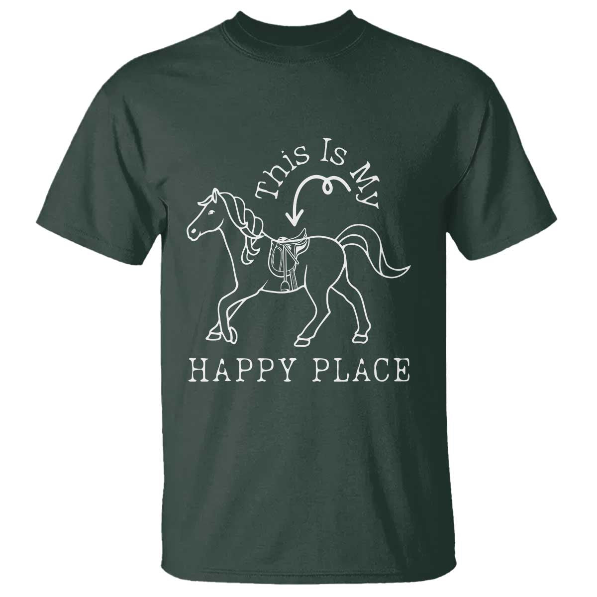 Horse Lover T Shirt This Is My Happy Place Horseback Riding Equestrian - Wonder Print Shop