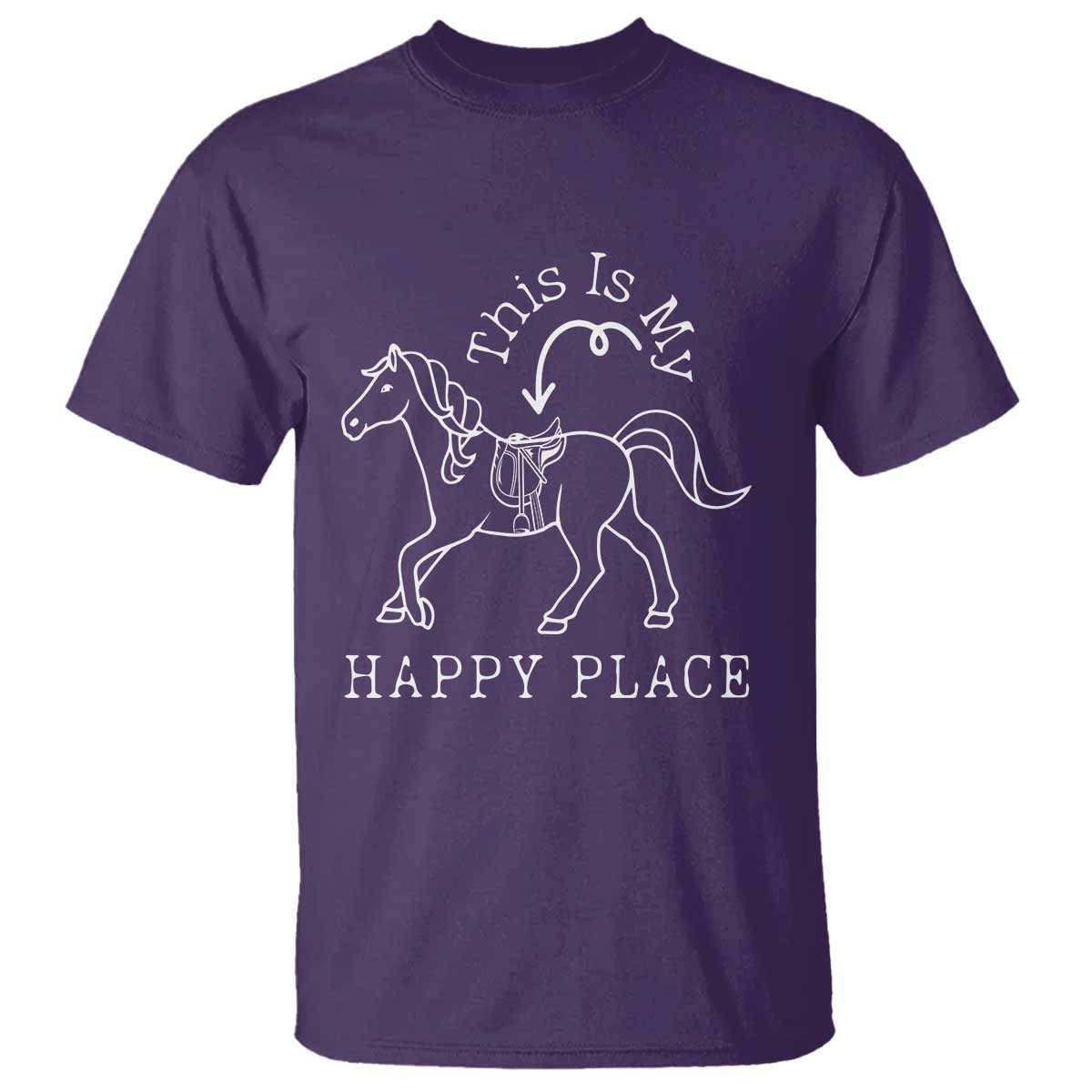 Horse Lover T Shirt This Is My Happy Place Horseback Riding Equestrian - Wonder Print Shop