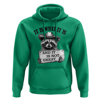 Funny Raccoon Hoodie It Is What It Is And It Is Not Great Text Display Board - Wonder Print Shop
