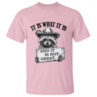 Funny Raccoon T Shirt It Is What It Is And It Is Not Great Text Display Board - Wonder Print Shop