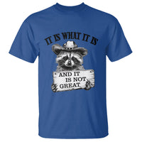 Funny Raccoon T Shirt It Is What It Is And It Is Not Great Text Display Board - Wonder Print Shop