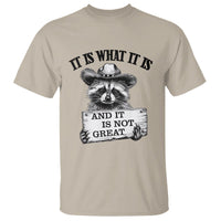 Funny Raccoon T Shirt It Is What It Is And It Is Not Great Text Display Board - Wonder Print Shop