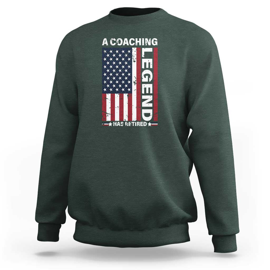 A Coaching Legend Has Retired Sweatshirt Vintage American Flag - Wonder Print Shop