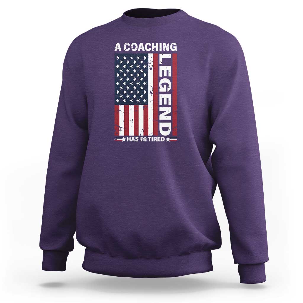 A Coaching Legend Has Retired Sweatshirt Vintage American Flag - Wonder Print Shop
