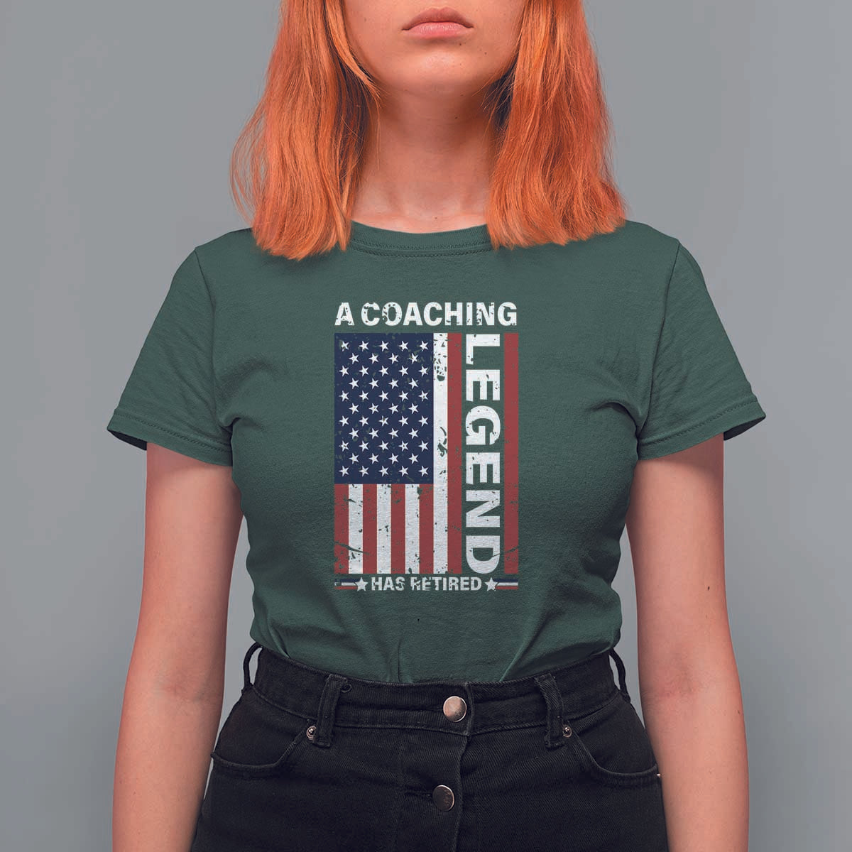 A Coaching Legend Has Retired T Shirt For Women Vintage American Flag - Wonder Print Shop