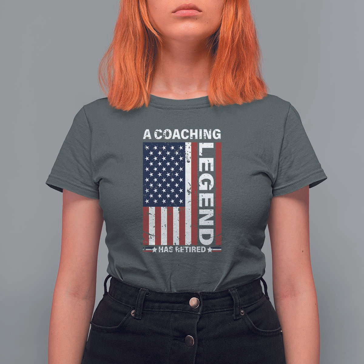 A Coaching Legend Has Retired T Shirt For Women Vintage American Flag - Wonder Print Shop