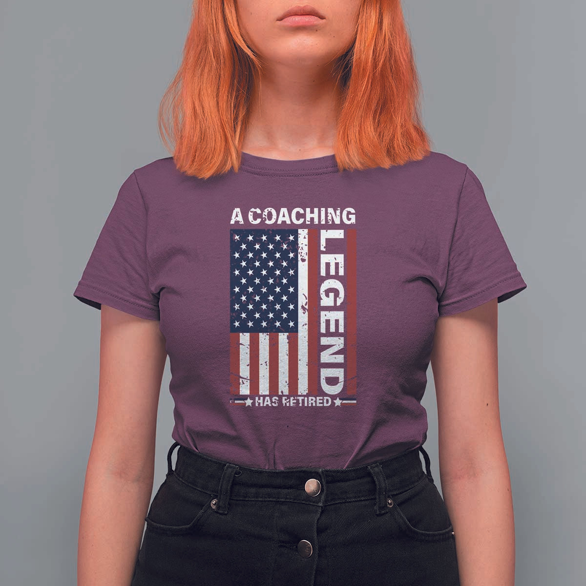 A Coaching Legend Has Retired T Shirt For Women Vintage American Flag - Wonder Print Shop