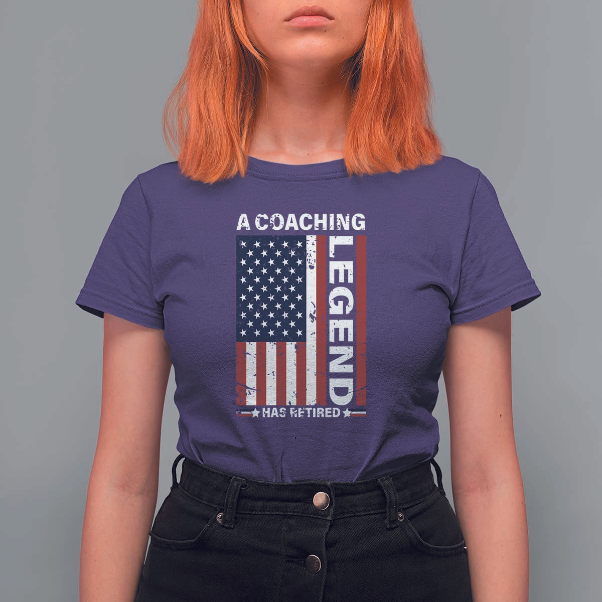 A Coaching Legend Has Retired T Shirt For Women Vintage American Flag - Wonder Print Shop