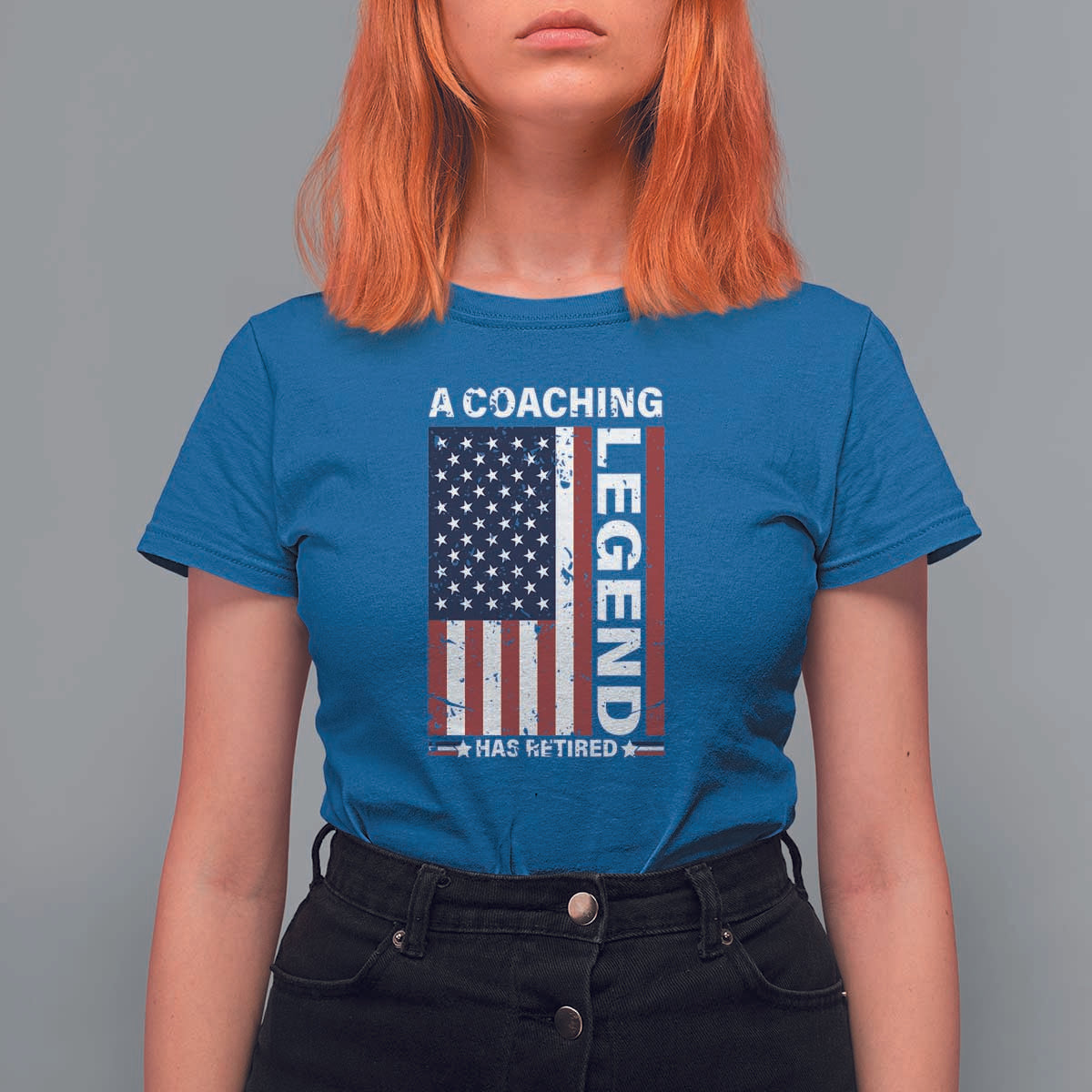 A Coaching Legend Has Retired T Shirt For Women Vintage American Flag - Wonder Print Shop