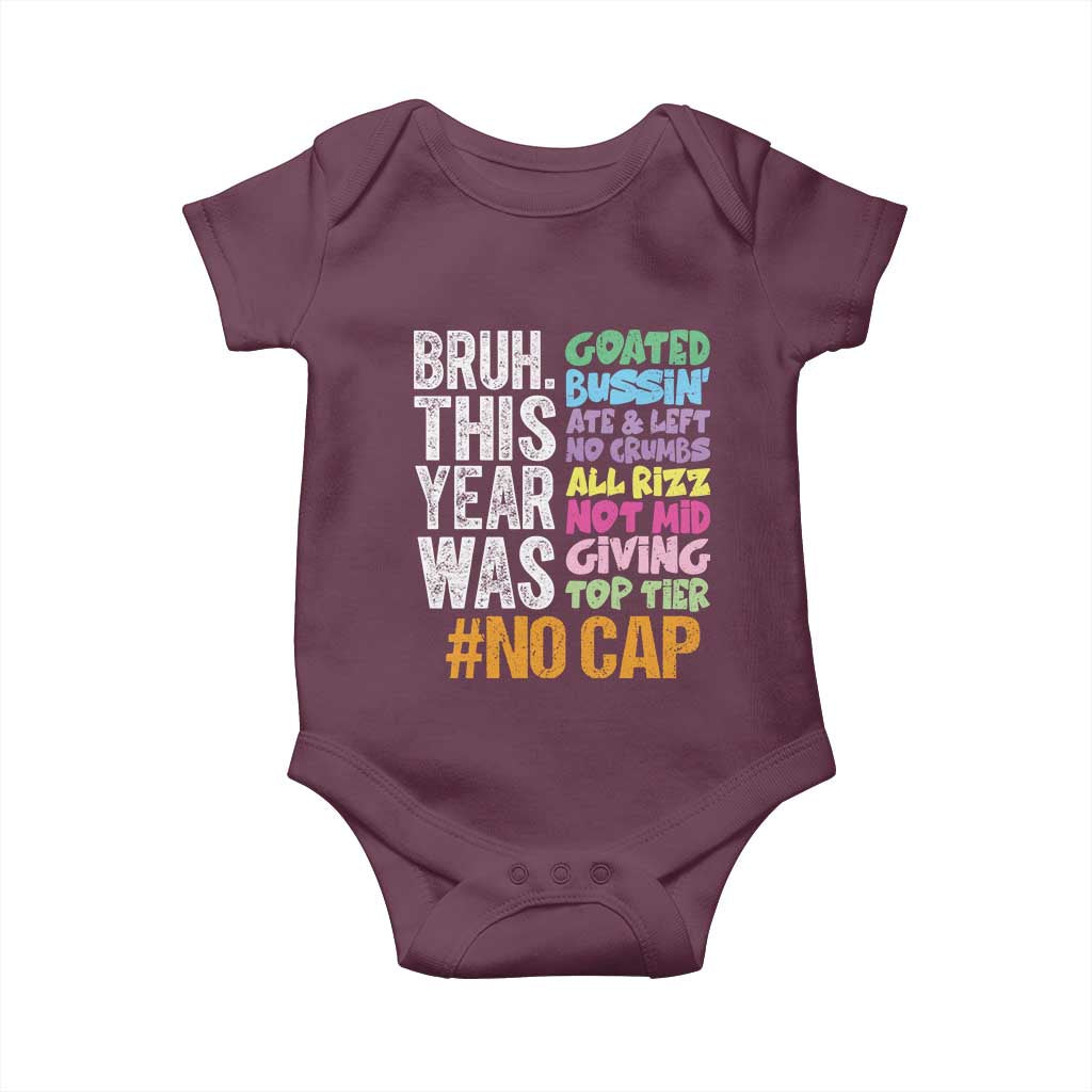 Funny Bruh This Year Was Goated No Cap Baby Onesie Last Day Of School - Wonder Print Shop