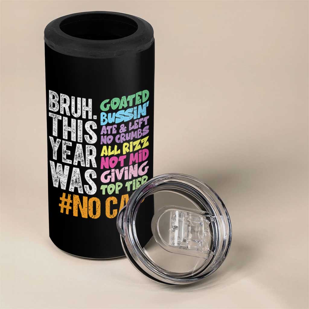 Funny Bruh This Year Was Goated No Cap 4 in 1 Can Cooler Tumbler Last Day Of School - Wonder Print Shop