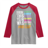 Funny Bruh This Year Was Goated No Cap Raglan Shirt Last Day Of School - Wonder Print Shop