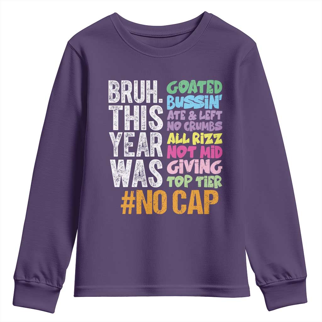 Funny Bruh This Year Was Goated No Cap Youth Sweatshirt Last Day Of School - Wonder Print Shop