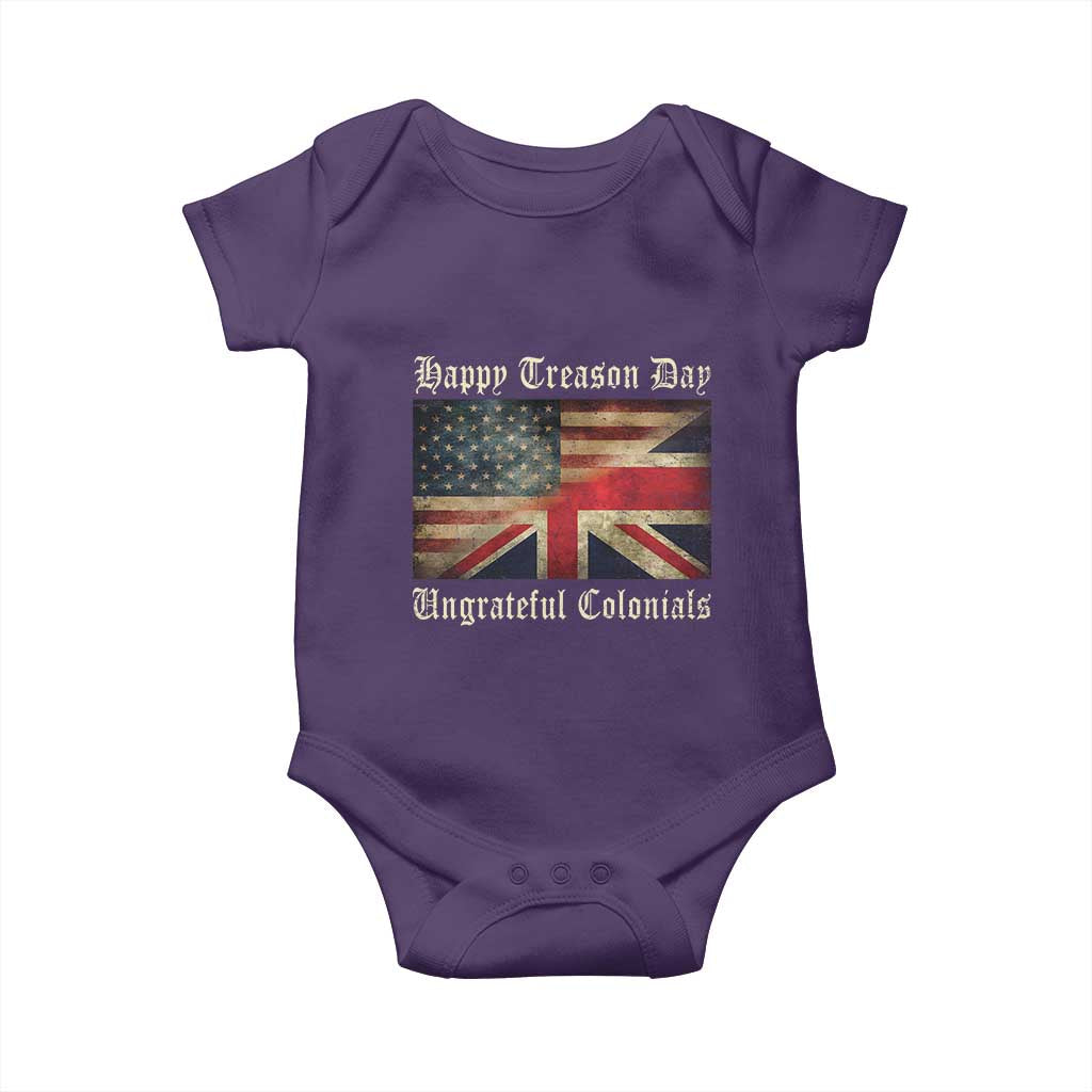 Funny Happy Treason Day Ungrateful Colonials Baby Onesie July 4th British Flag - Wonder Print Shop