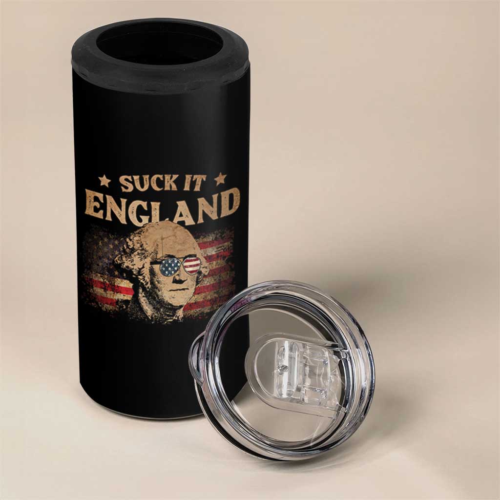 Funny Suck It England 4 in 1 Can Cooler Tumbler 4th of July George Washington 1776 - Wonder Print Shop