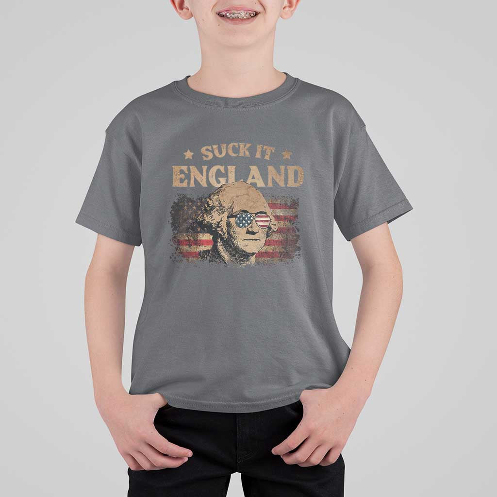 Funny Suck It England T Shirt For Kid 4th of July George Washington 1776 - Wonder Print Shop