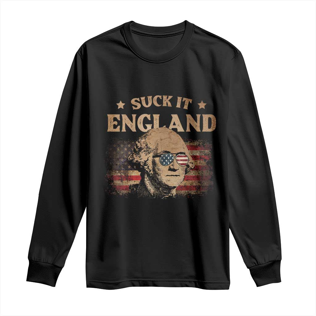 Funny Suck It England Long Sleeve Shirt 4th of July George Washington 1776 - Wonder Print Shop