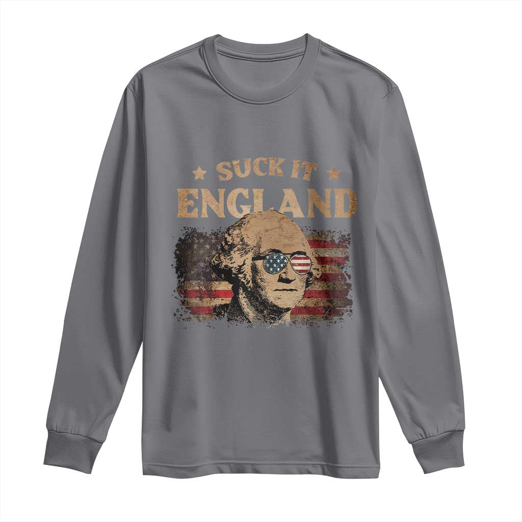 Funny Suck It England Long Sleeve Shirt 4th of July George Washington 1776 - Wonder Print Shop