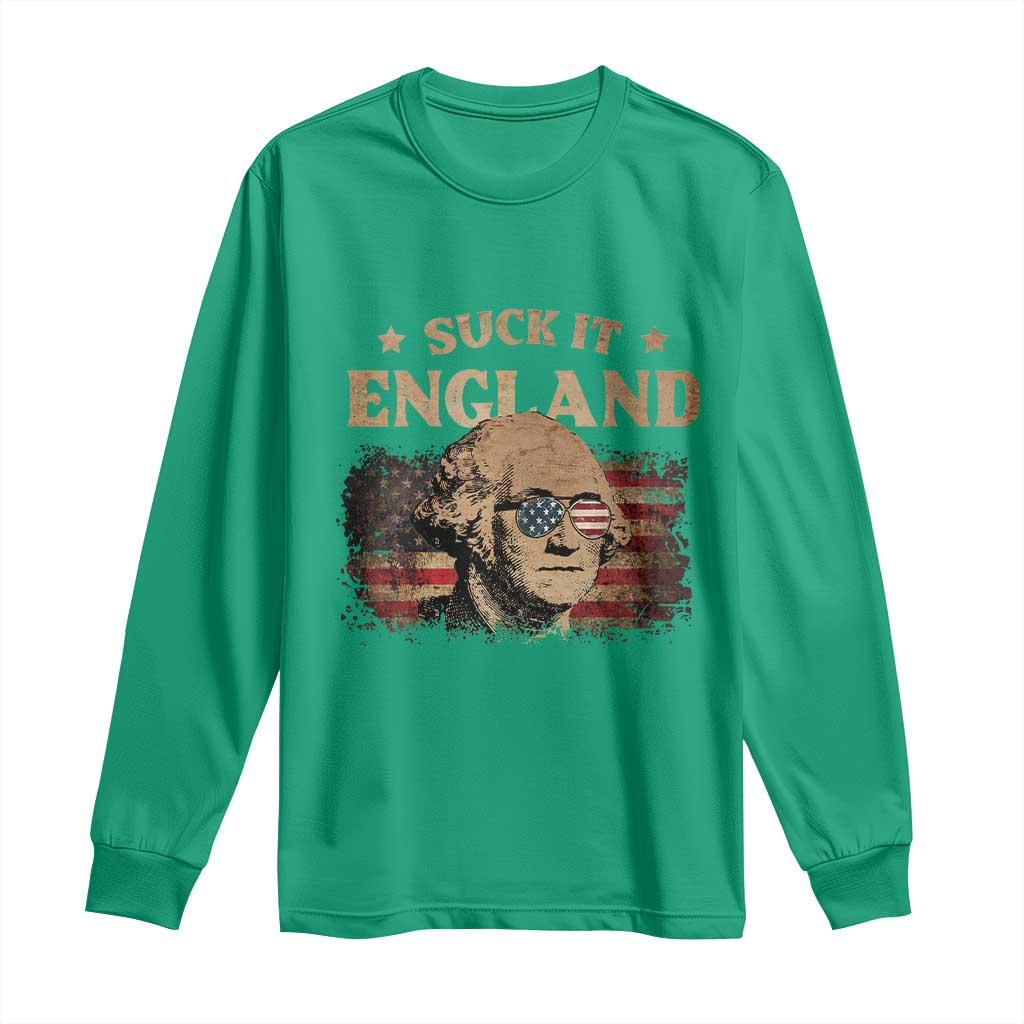 Funny Suck It England Long Sleeve Shirt 4th of July George Washington 1776 - Wonder Print Shop