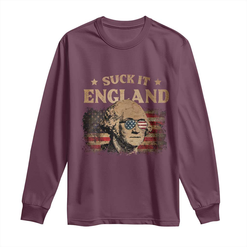 Funny Suck It England Long Sleeve Shirt 4th of July George Washington 1776 - Wonder Print Shop
