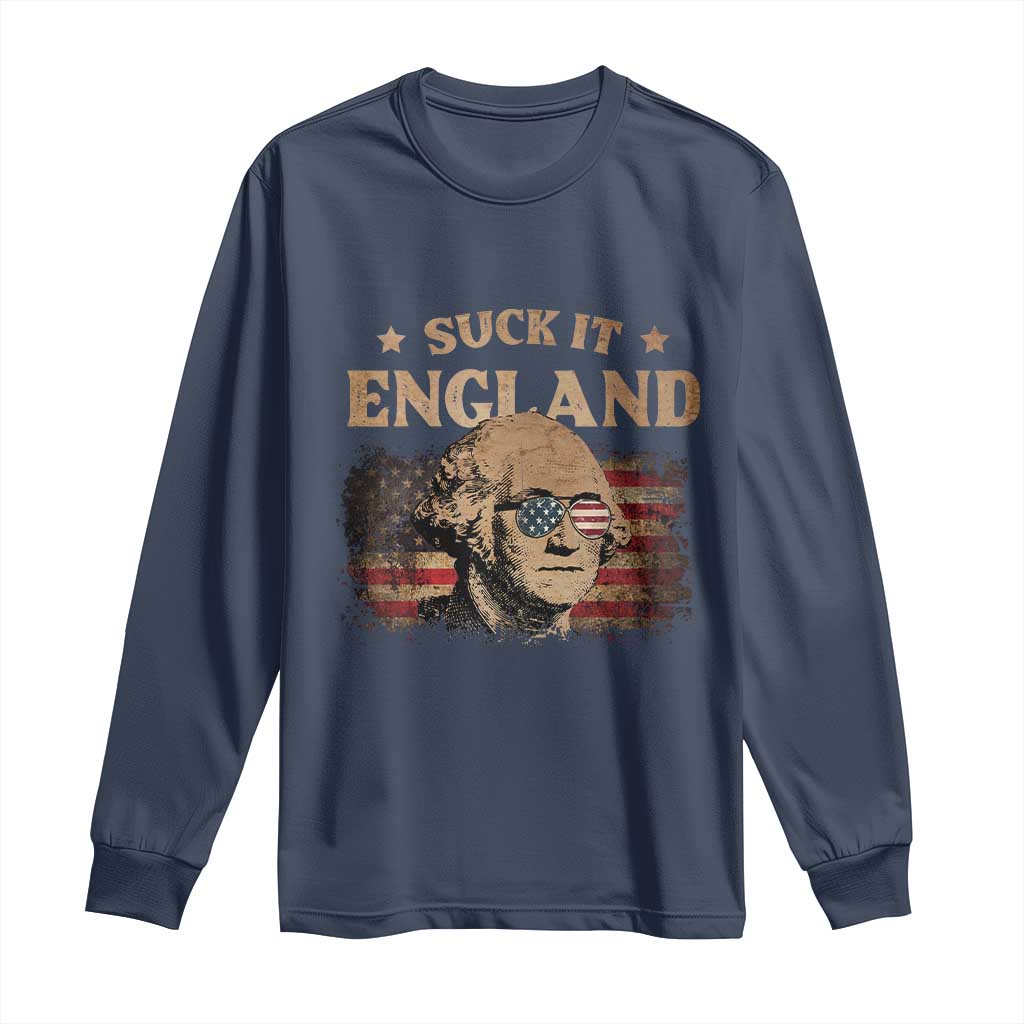 Funny Suck It England Long Sleeve Shirt 4th of July George Washington 1776 - Wonder Print Shop