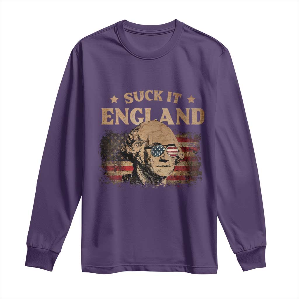 Funny Suck It England Long Sleeve Shirt 4th of July George Washington 1776 - Wonder Print Shop