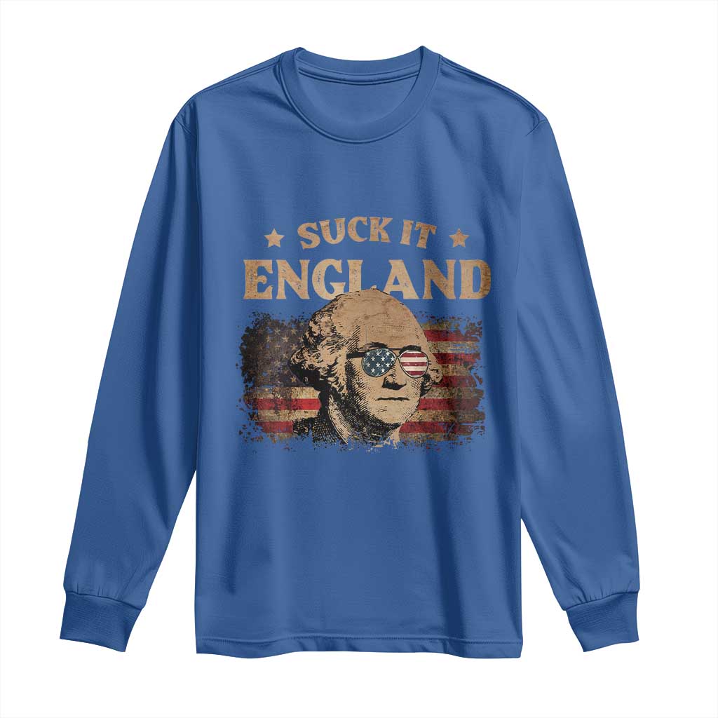 Funny Suck It England Long Sleeve Shirt 4th of July George Washington 1776 - Wonder Print Shop