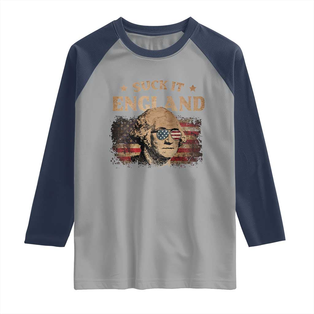 Funny Suck It England Raglan Shirt 4th of July George Washington 1776 - Wonder Print Shop