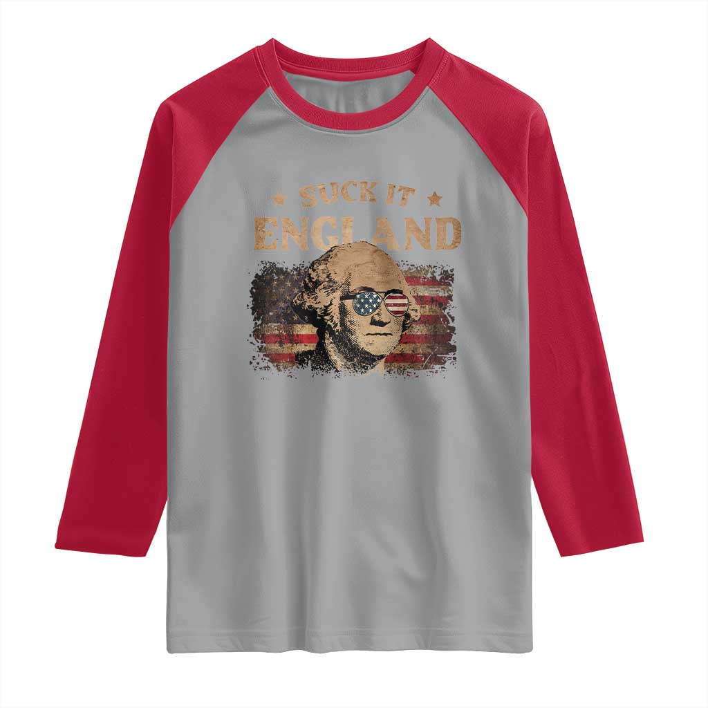 Funny Suck It England Raglan Shirt 4th of July George Washington 1776 - Wonder Print Shop