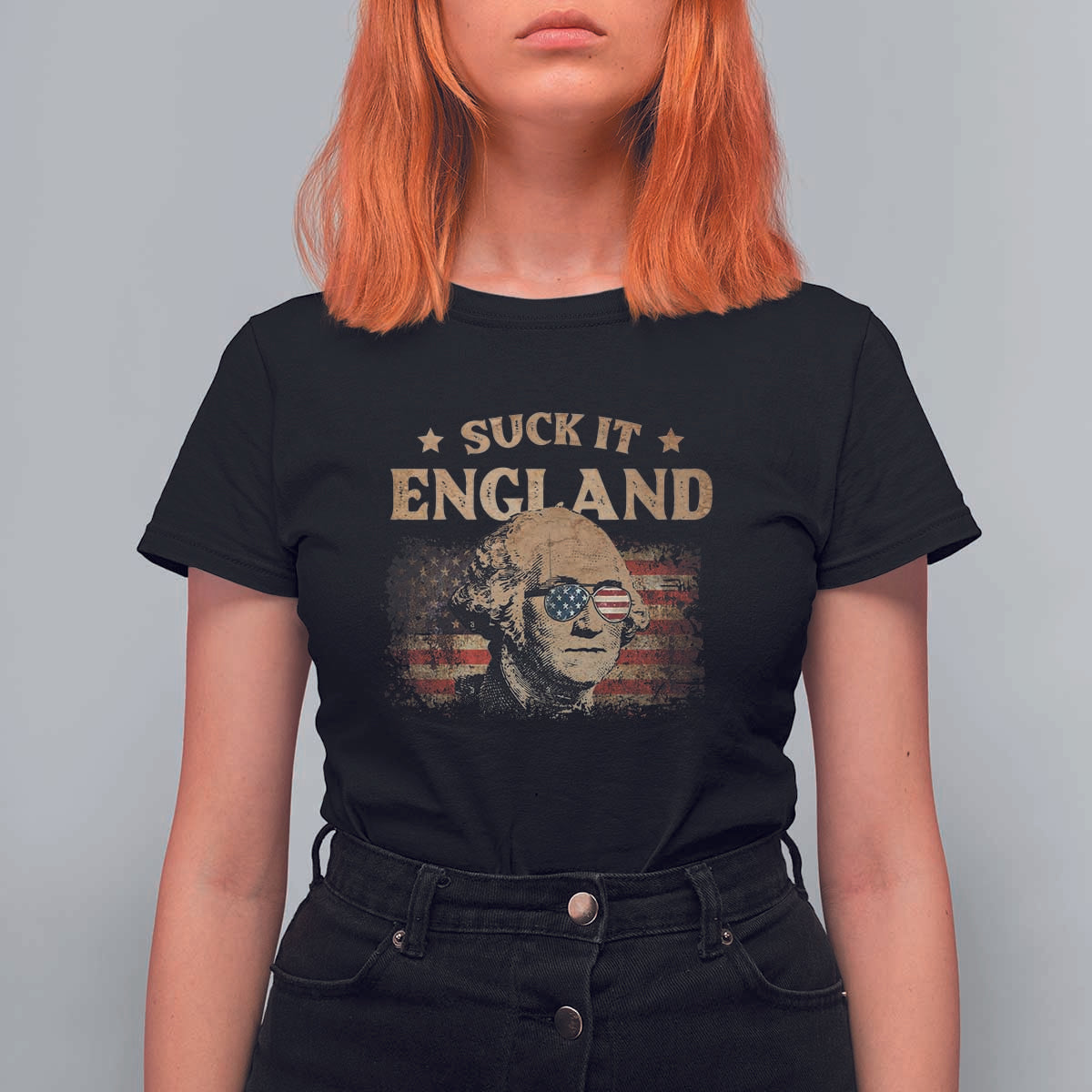 Funny Suck It England T Shirt For Women 4th of July George Washington 1776 - Wonder Print Shop