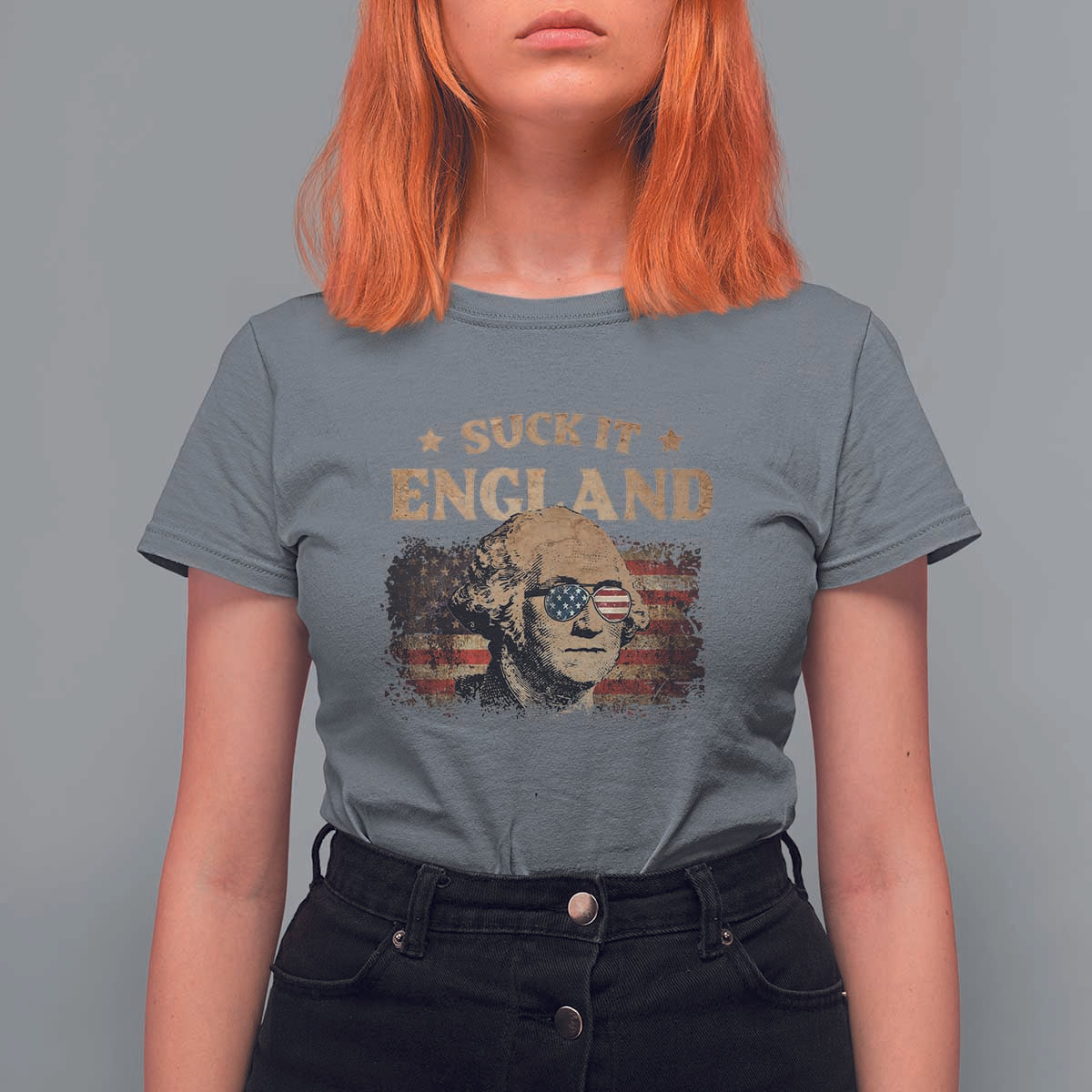 Funny Suck It England T Shirt For Women 4th of July George Washington 1776 - Wonder Print Shop