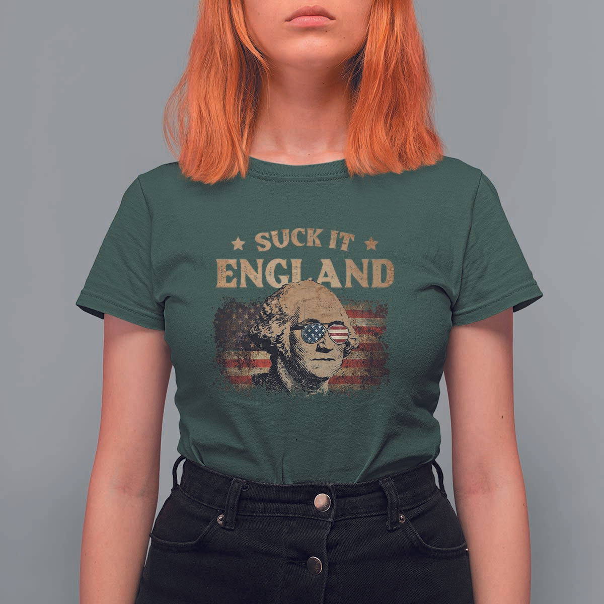 Funny Suck It England T Shirt For Women 4th of July George Washington 1776 - Wonder Print Shop