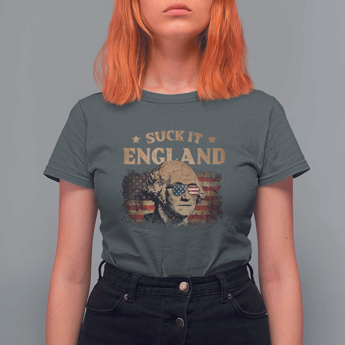 Funny Suck It England T Shirt For Women 4th of July George Washington 1776 - Wonder Print Shop