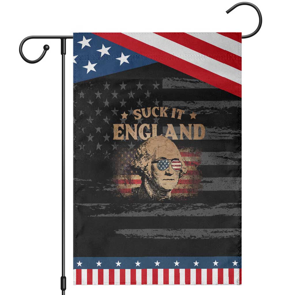 Funny Suck It England Patriotic Garden Flag 4th of July George Washington 1776